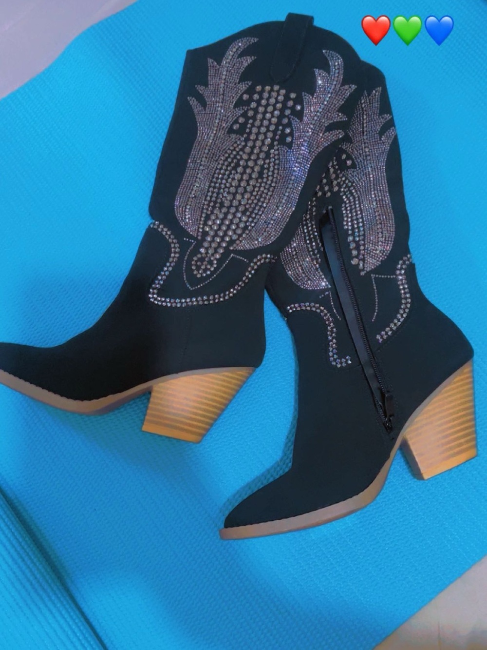 Black Western Embellished Mid-Calf Boot
